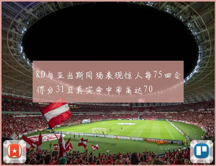 KD与亚当斯同场表现惊人每75回合得分31且真实命中率高达70